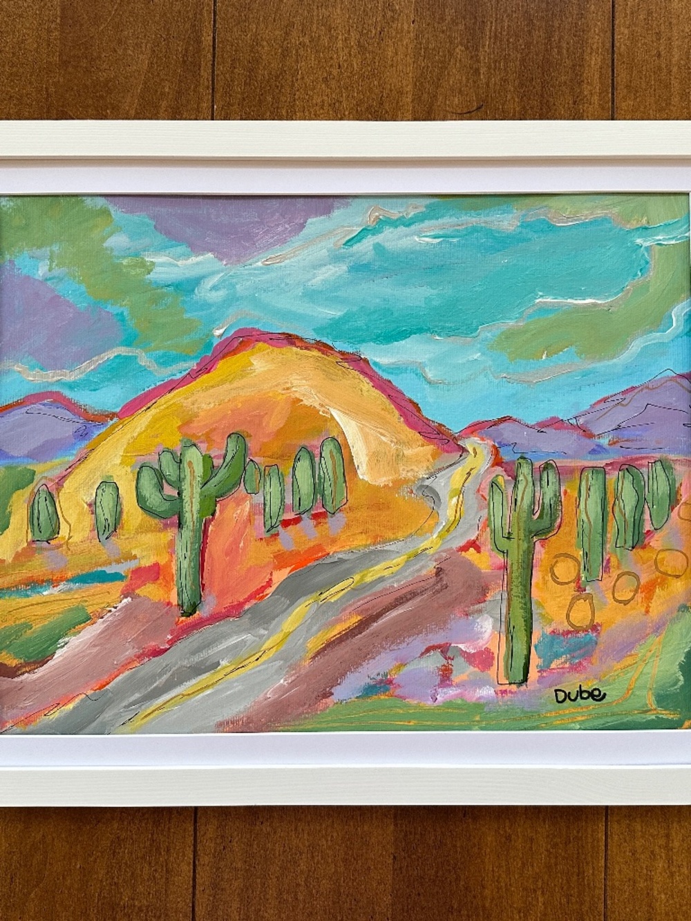 Original Desert Landscape Painting, Acrylic on Paper, Saguaro Cactus 11x14 Paper